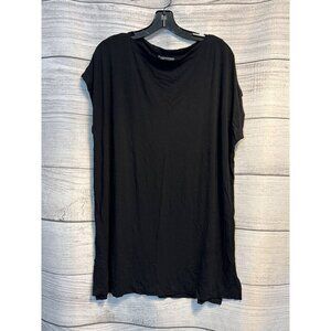 Vince Black Loose-Fit Short Sleeve Tunic Top Size M